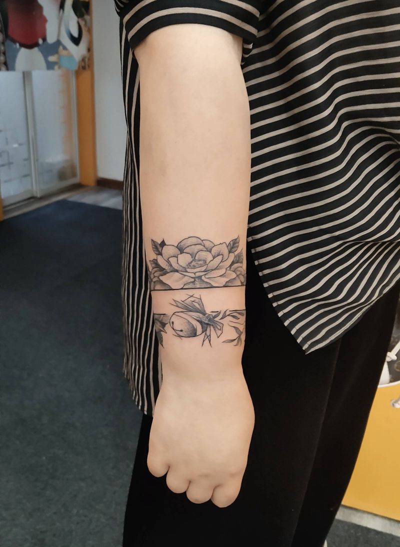 臂环  疤痕遮盖纹身图片_手臂点刺纹身图案