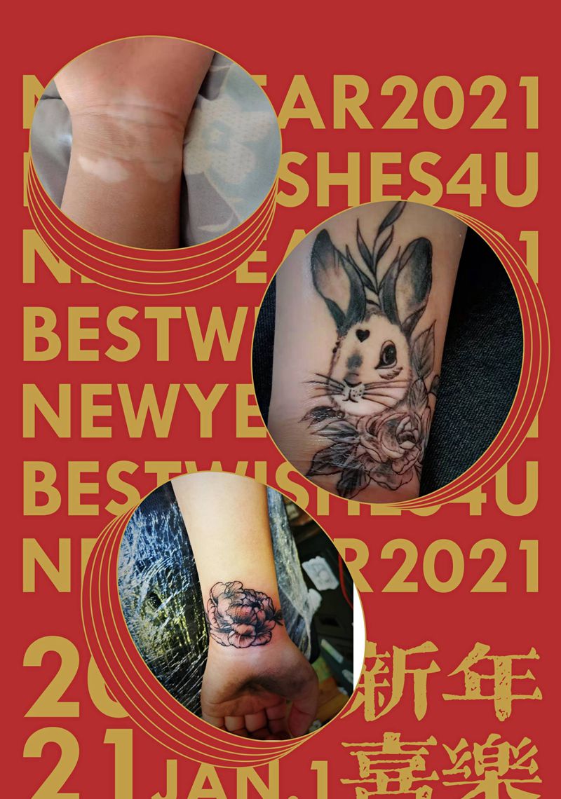 素花纹身图片_手臂新传统素花纹身图案