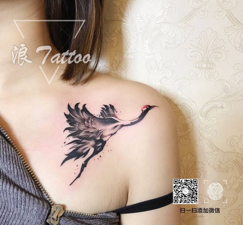 鹤纹身图片