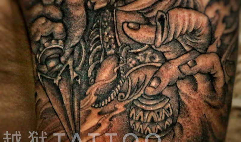 象神纹身图片_新传统纹身图案