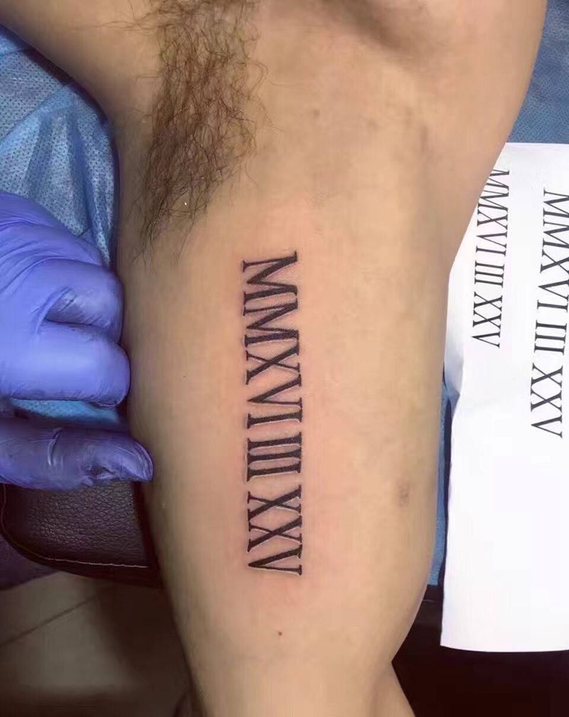 罗马数字纹身图片_成品手稿手臂清新几何字符银川 宁夏佛陀刺青纹身图案
