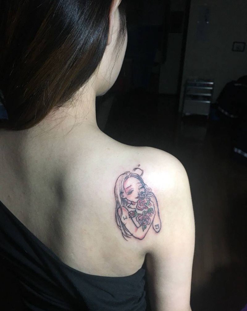 小清新纹身图片_肩部New School纹身图案