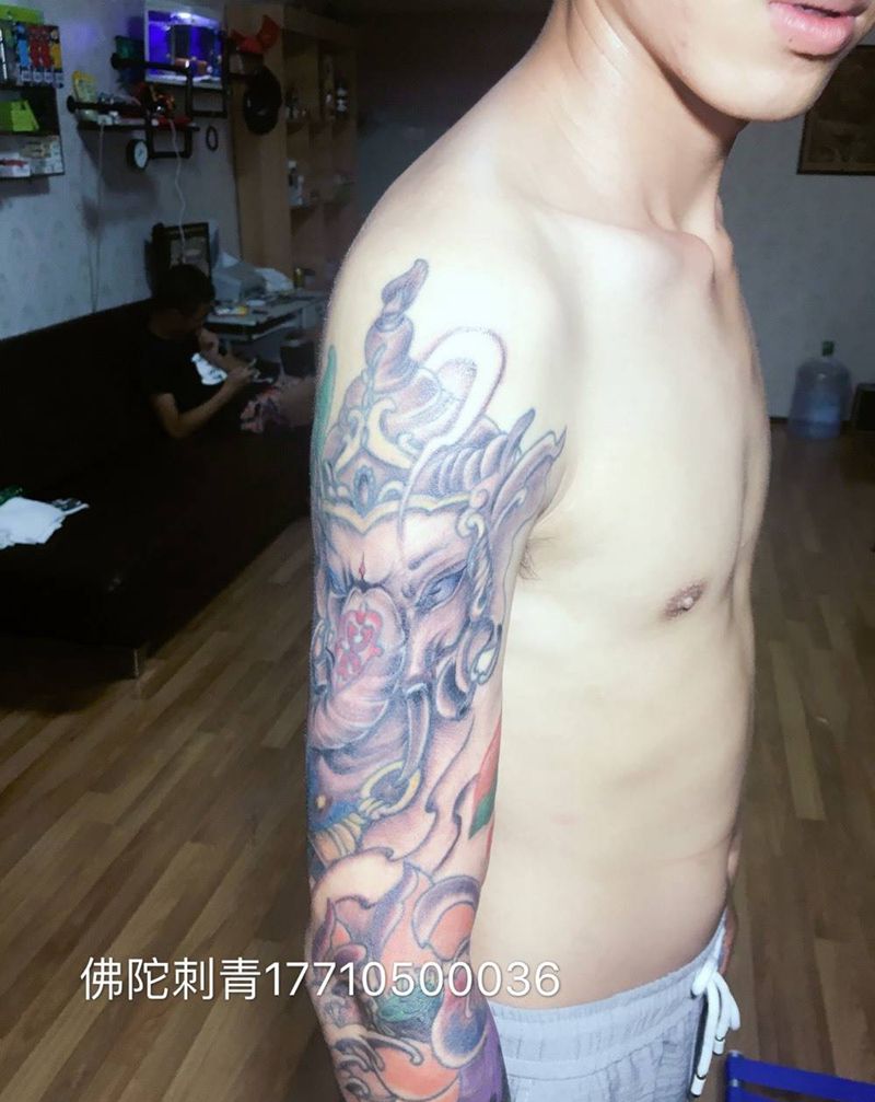 花臂修改纹身图片_成品手稿手臂传统动物宁夏银川文身 纹身图案