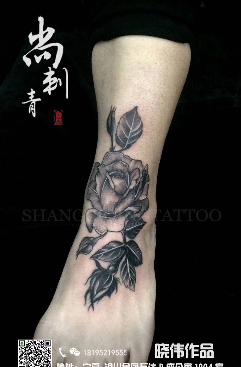 脚花纹身图片