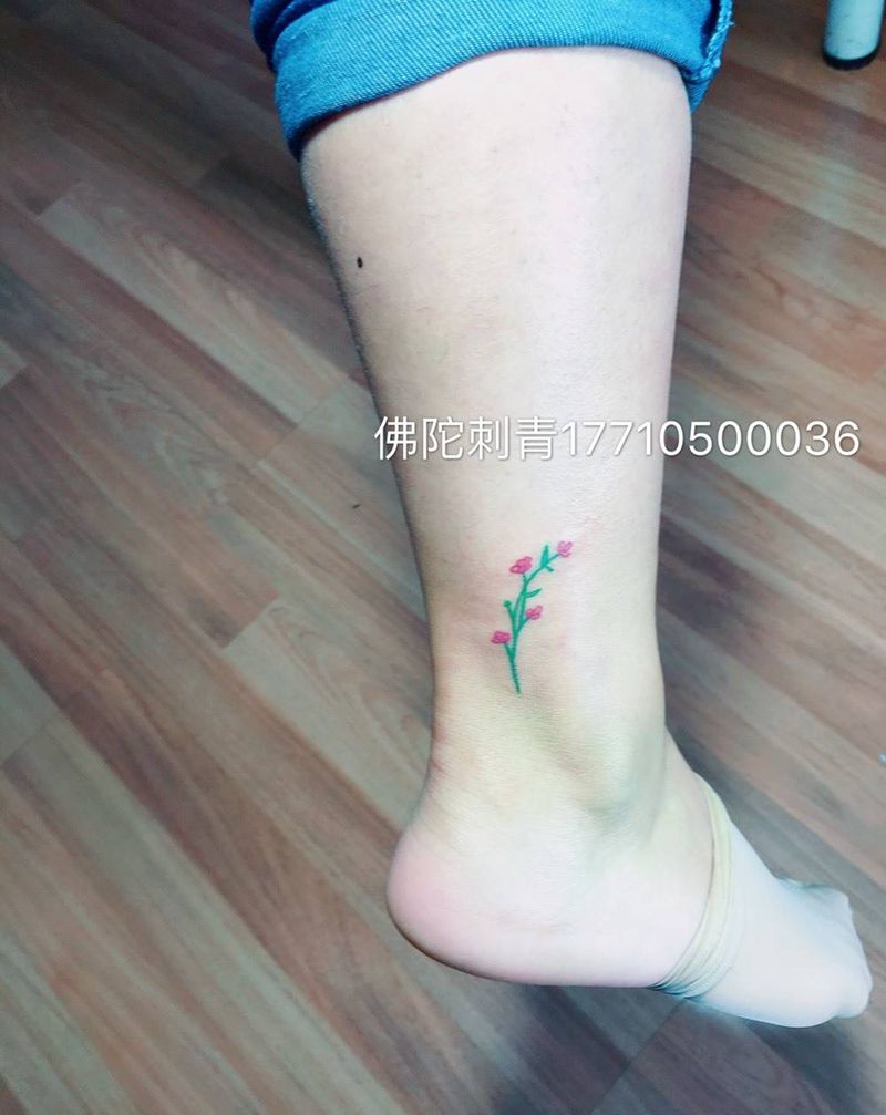 小清新纹身图片_成品手稿腿部清新植物宁夏银川文身 学学习纹身图案