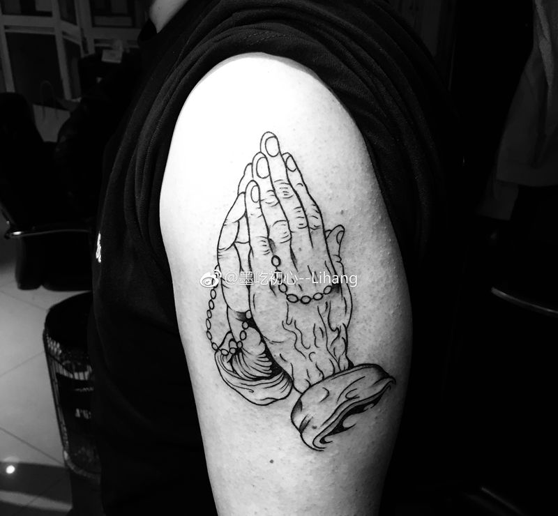 佛手纹身图片_手臂新传统手佛手纹身图案