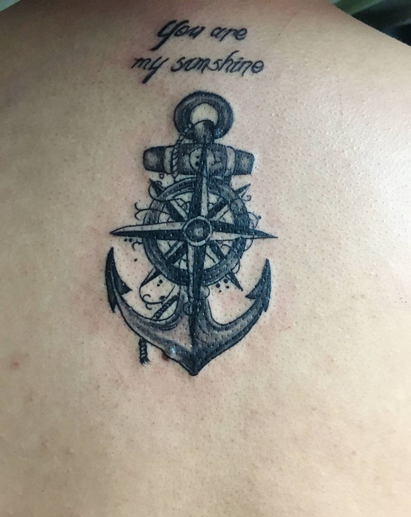 船锚纹身图片_背部New School纹身图案