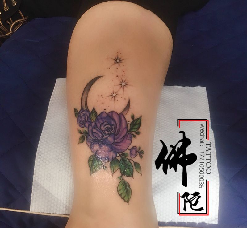 小清新纹身图片_腿部New School脚踝纹身图案