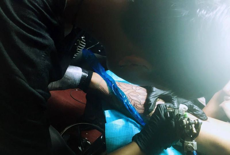 包小腿般若纹身图片_腿部纹身图案