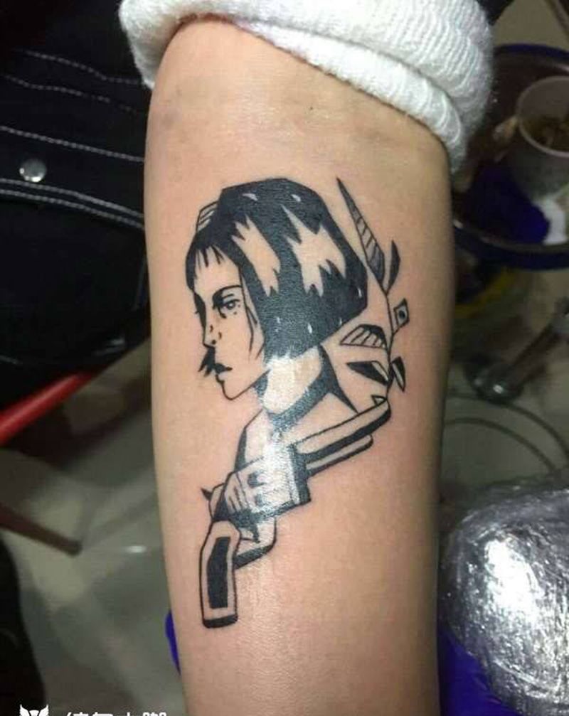 女枪手纹身图片_手稿成品手臂欧美几何人物银川 宁夏纹身图案