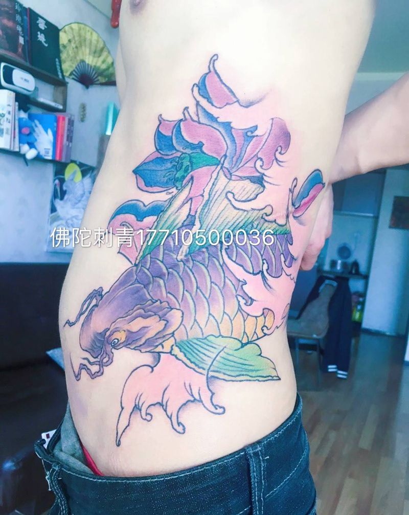 侧腰遮盖纹身图片_成品手稿腰部传统动物宁夏银川文身 学学习纹身图案