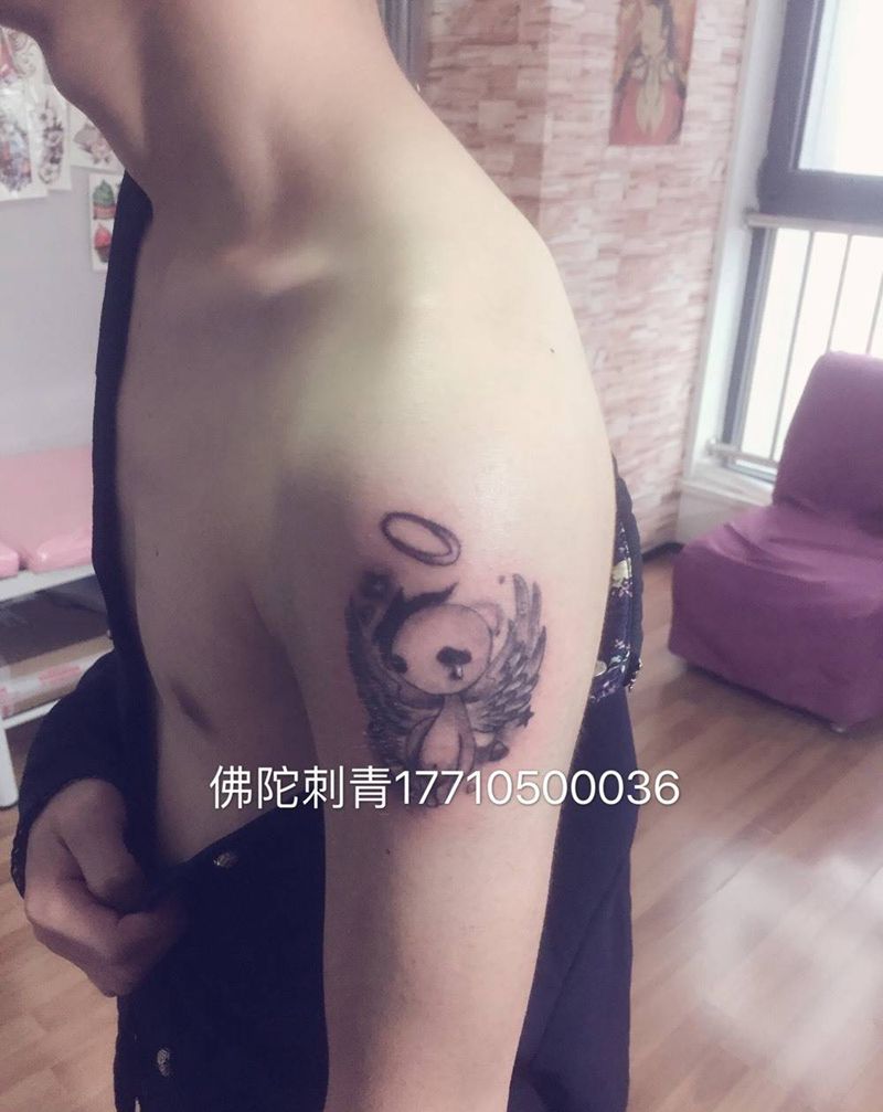 天使纹身图片_成品手稿肩部手臂清新人物银川宁夏纹身图案