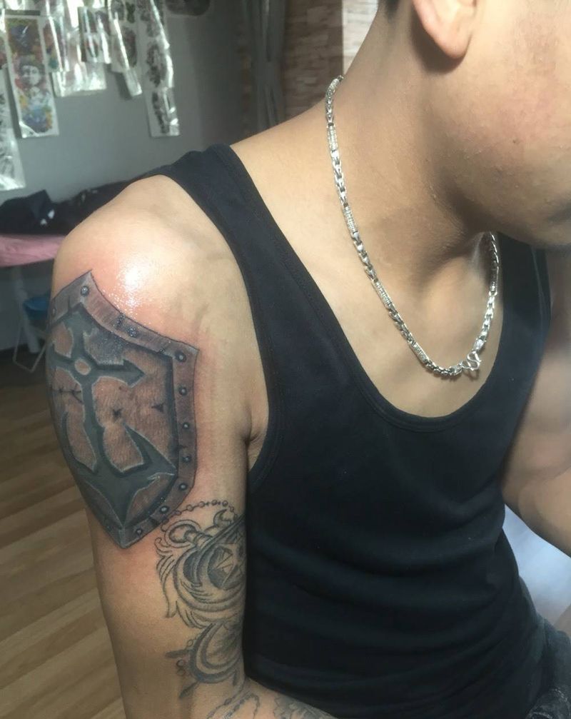 老图腾修改纹身图片_成品手稿肩部传统银川宁夏几何纹身图案