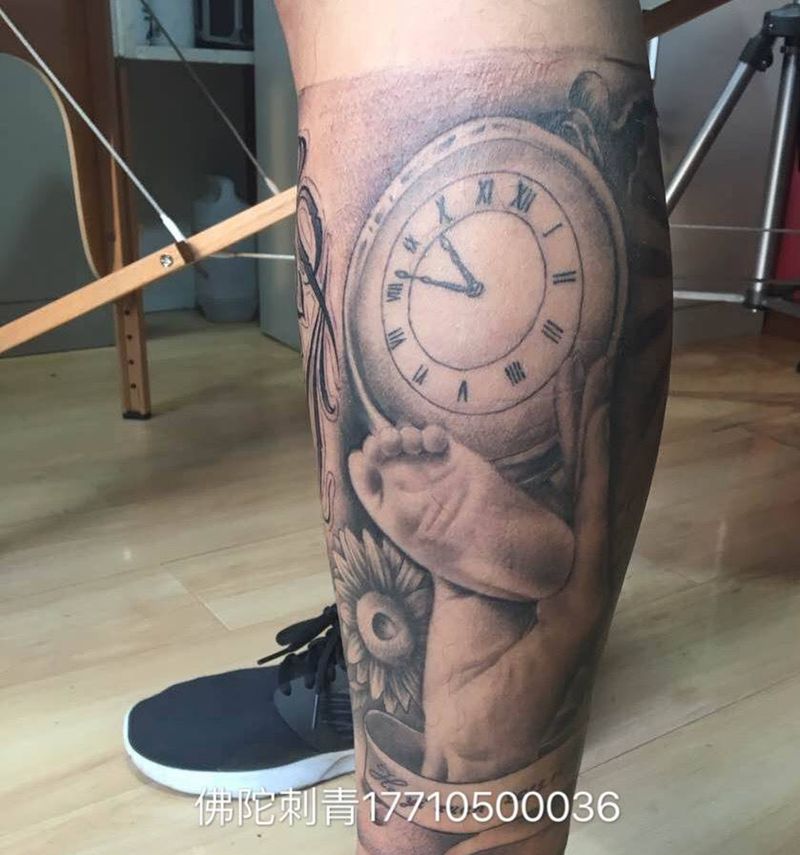 爱情纹身图片_成品手稿脚部腿部传统欧美肖像写实人物原创纹身图案