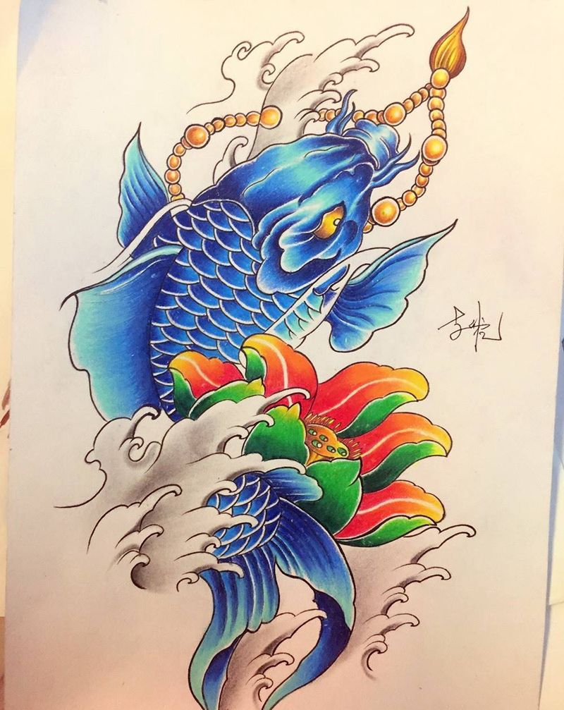 年年有鱼纹身图片