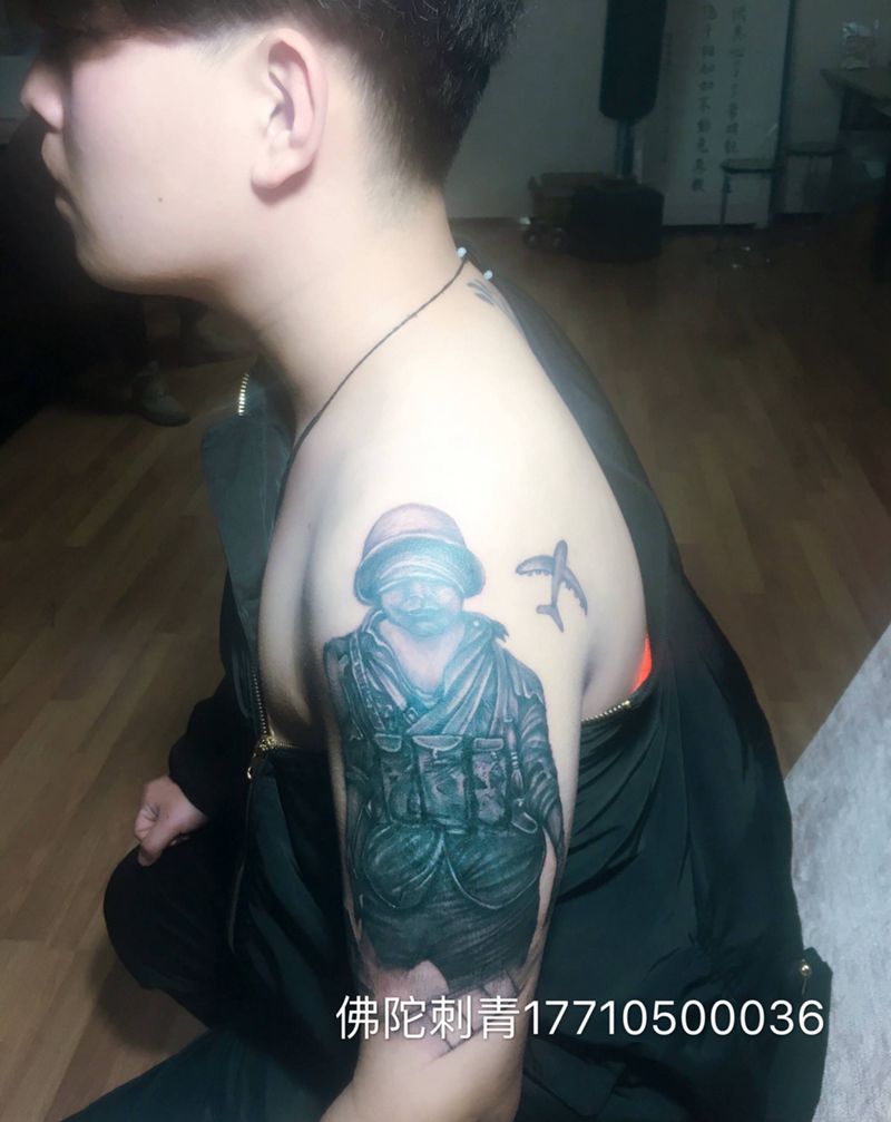 老兵纹身图片_成品手稿手臂欧美人物宁夏银川文身 学学习纹身图案