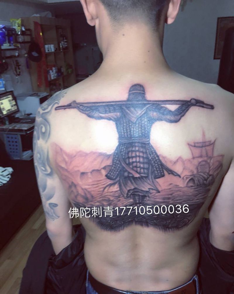 至尊宝纹身图片_成品背部传统人物宁夏银川文身 学学习纹身图案