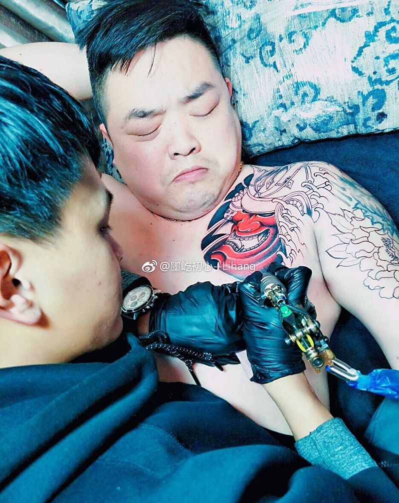 鬼武牡丹纹身图片