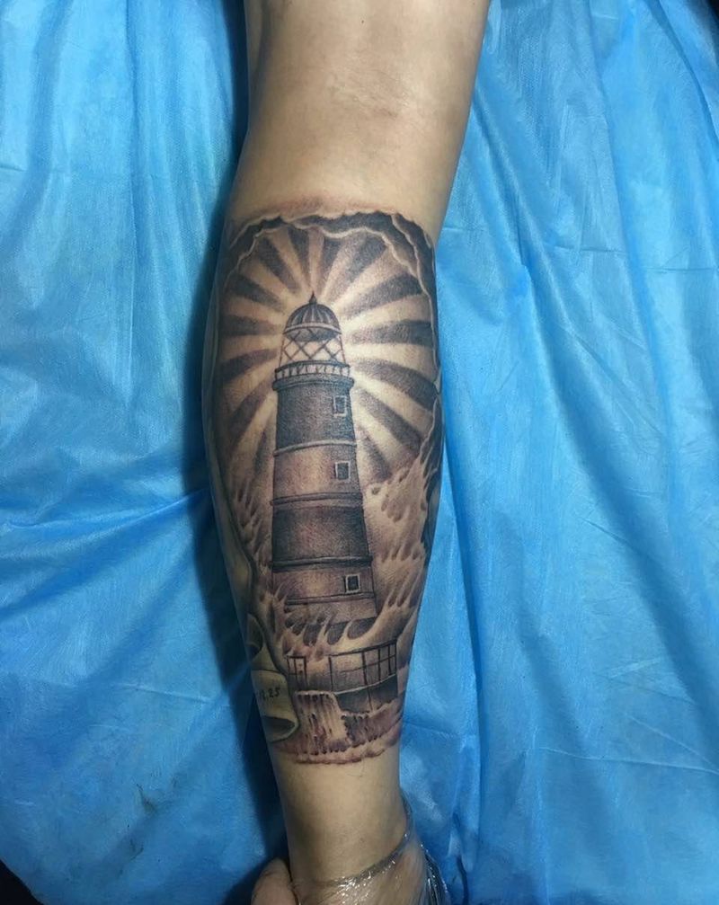 灯塔纹身图片_成品欧美写实纹身图案