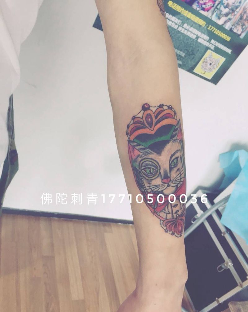 喵咪纹身图片_成品手稿手臂欧美动物宁夏银川中国纹身图案