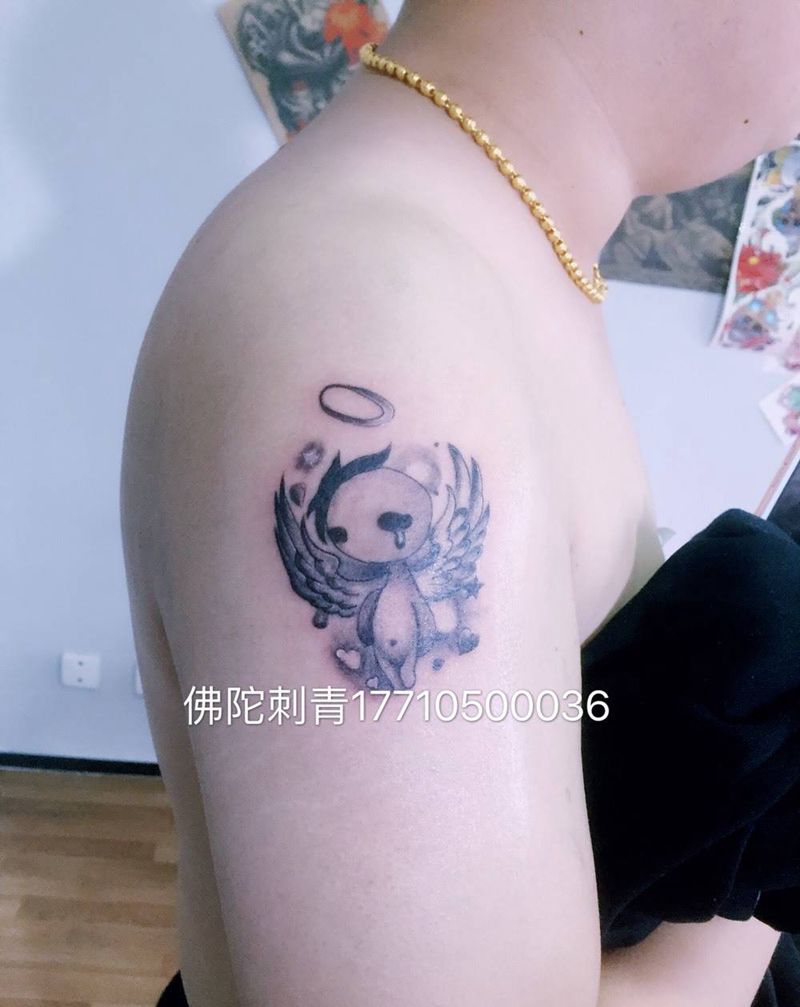 天使纹身图片_成品手稿肩部臀部清新人物银川宁夏纹身图案