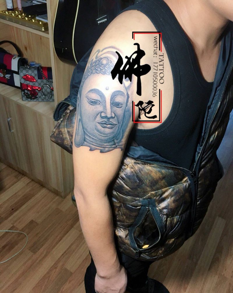 佛头纹身图片_手臂新传统纹身图案