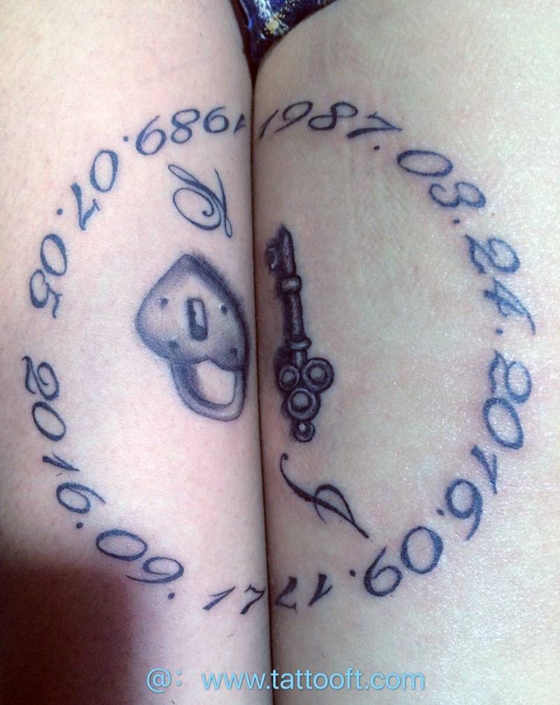 情侣锁纹身图片_成品手臂情侣纹身图案