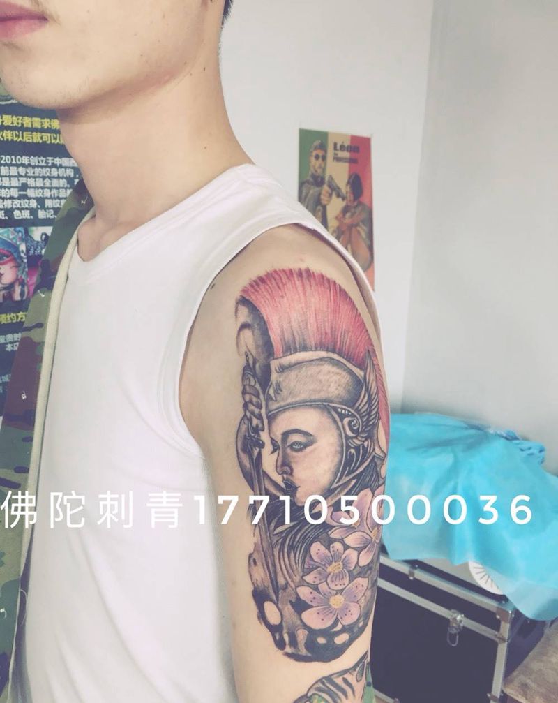 雅典娜纹身图片_成品手稿手臂欧美人物宁夏银川中国纹身图案