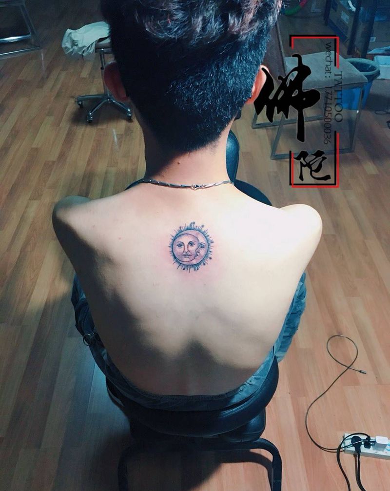 小清新纹身图片_成品背部清新人物几何宁夏银川文身 学学习纹身图案