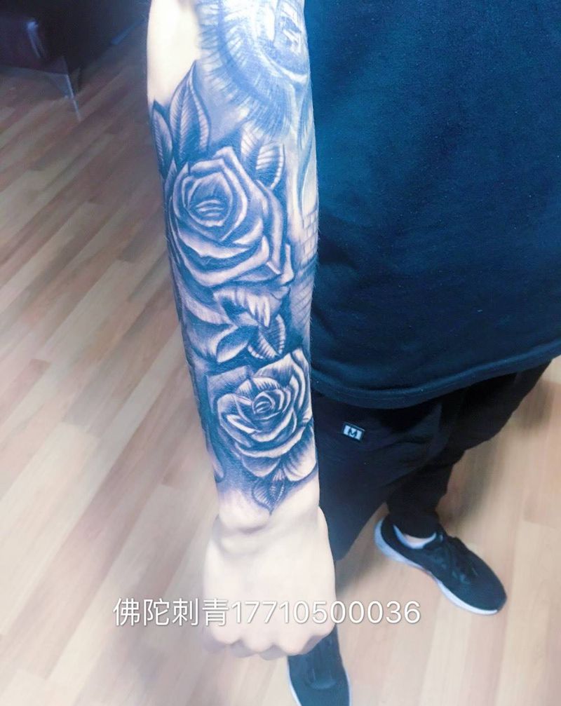 包小臂纹身图片_成品手稿手臂欧美人物植物宁夏银川文身 纹身图案