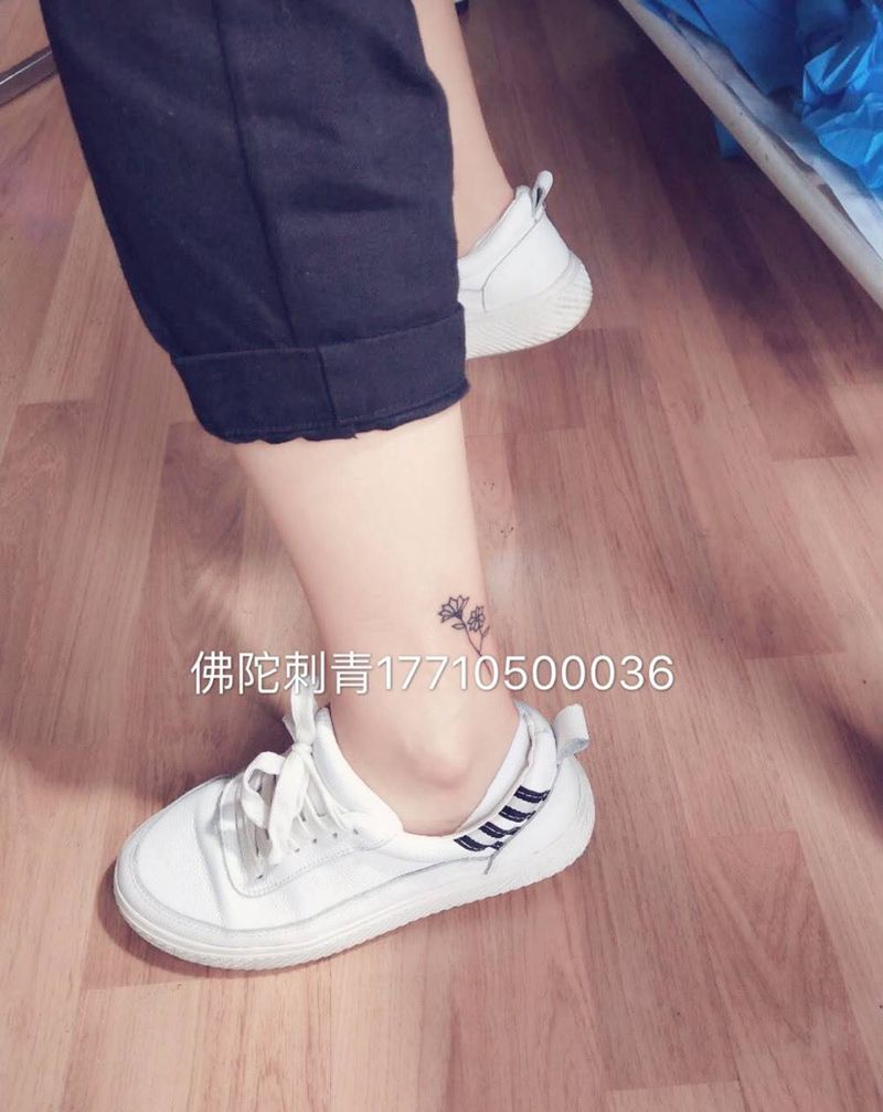 脚踝小清新纹身图片_成品手稿脚部清新植物学习学银川文身 宁夏纹身图案