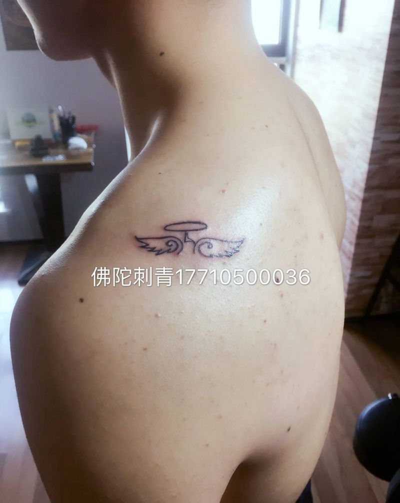 天使纹身图片_手稿肩部清新银川 宁夏佛陀刺青纹身图案