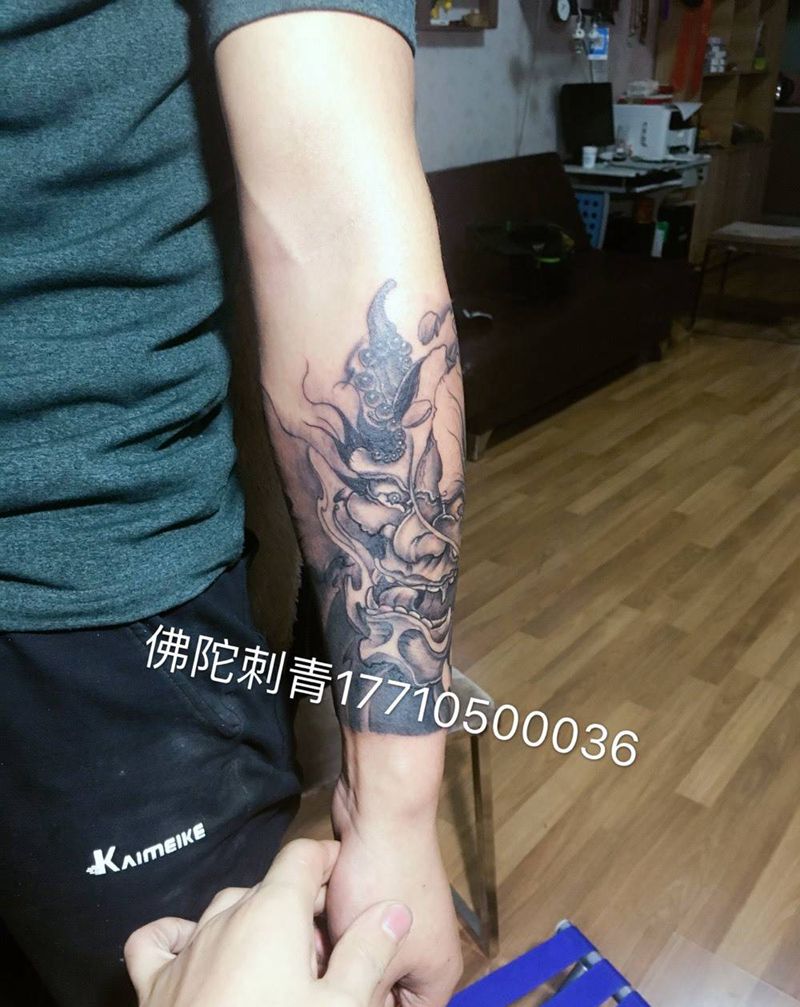 般若纹身图片_成品手稿手臂传统人物鬼神宁夏银川文身 学习纹身图案