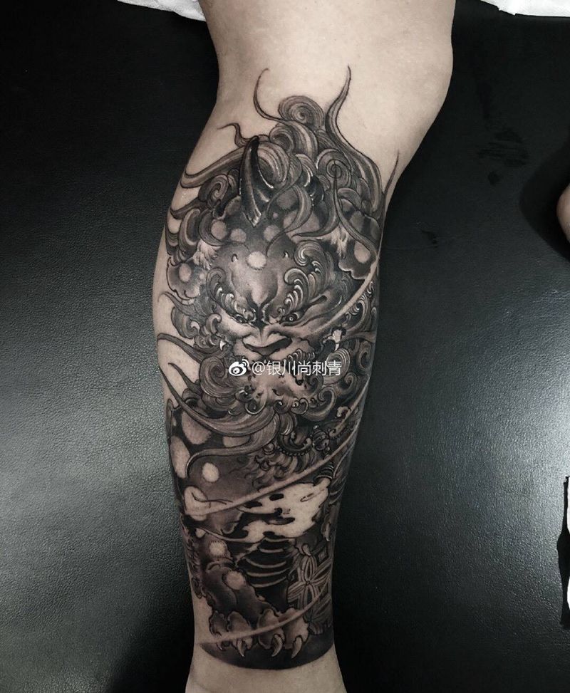 唐狮子纹身图片