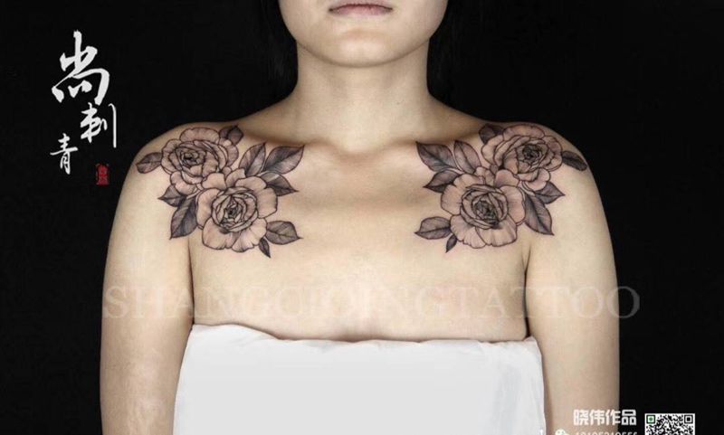 肩花纹身图片