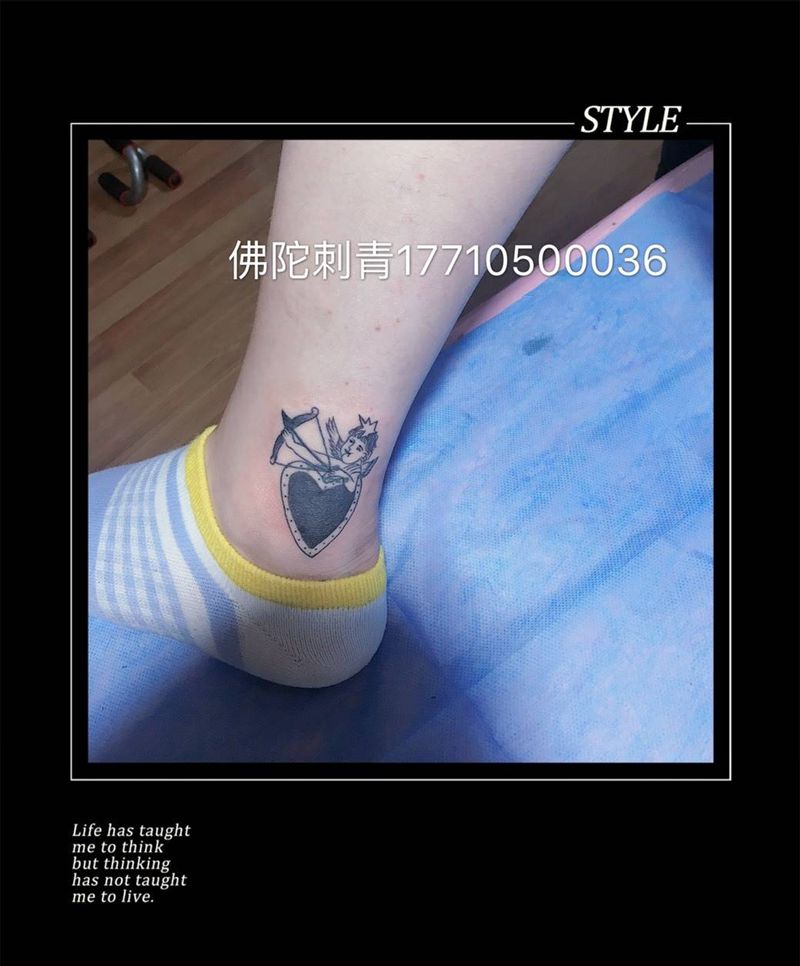丘比特纹身图片_成品手稿脚部清新宁夏银川文身 学习学几何纹身图案