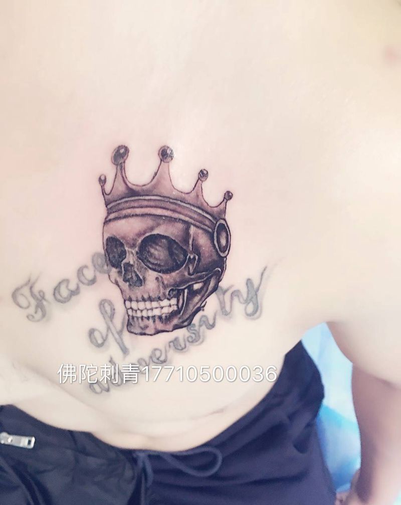 骷髅头添加纹身图片_成品手稿胸部写实鬼神宁夏银川文身 纹身图案