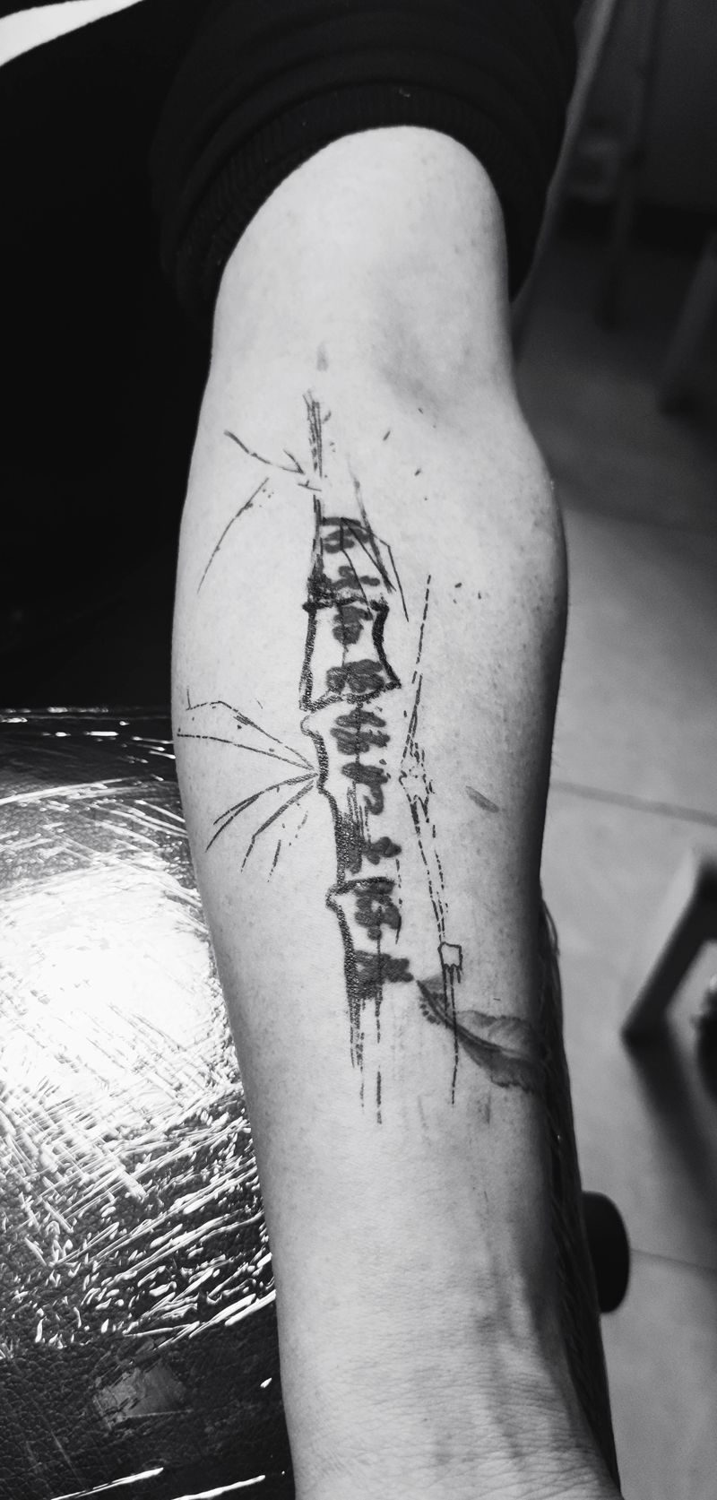 竹子纹身图片_手臂水墨纹身图案