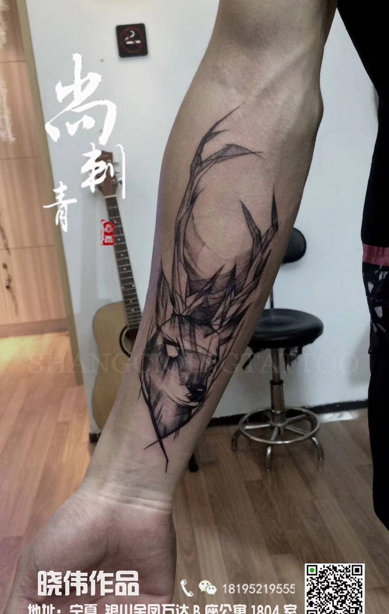 麋鹿纹身图片