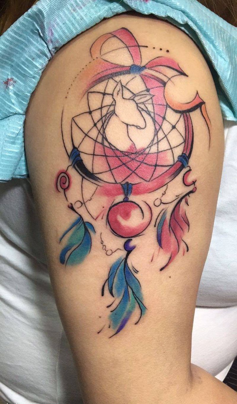 水彩捕梦网纹身图片_成品手臂欧美几何宁夏银川中国纹身图案