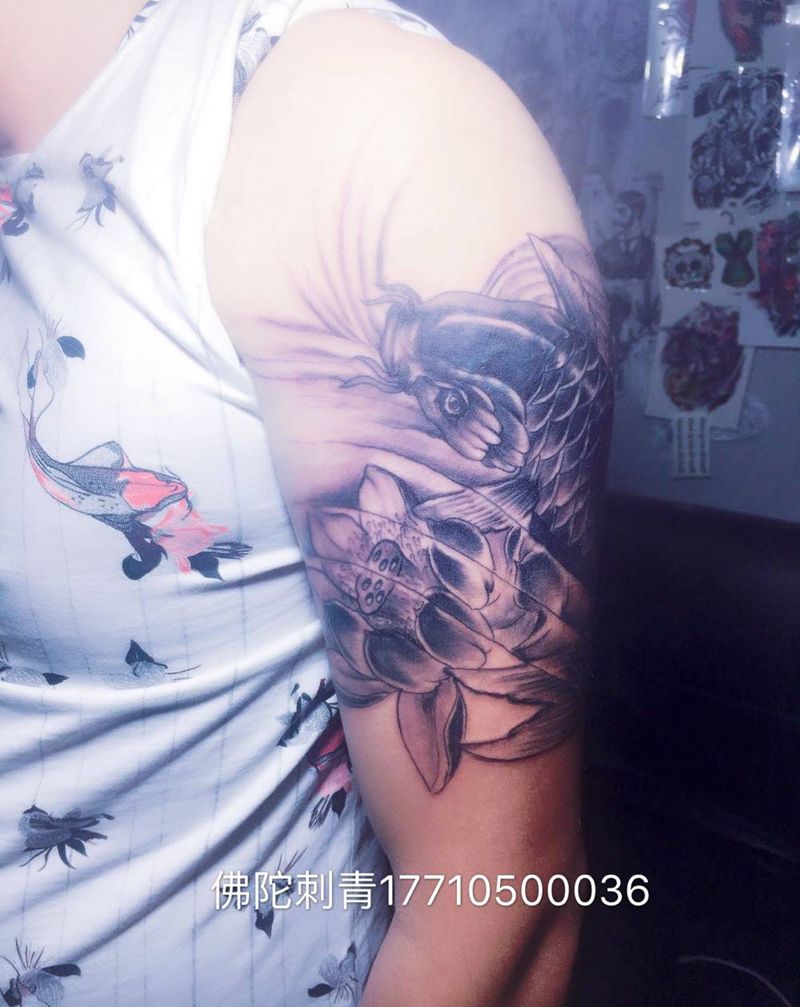 锦鲤纹身图片_手稿成品手臂传统动物宁夏银川文身 纹身图案