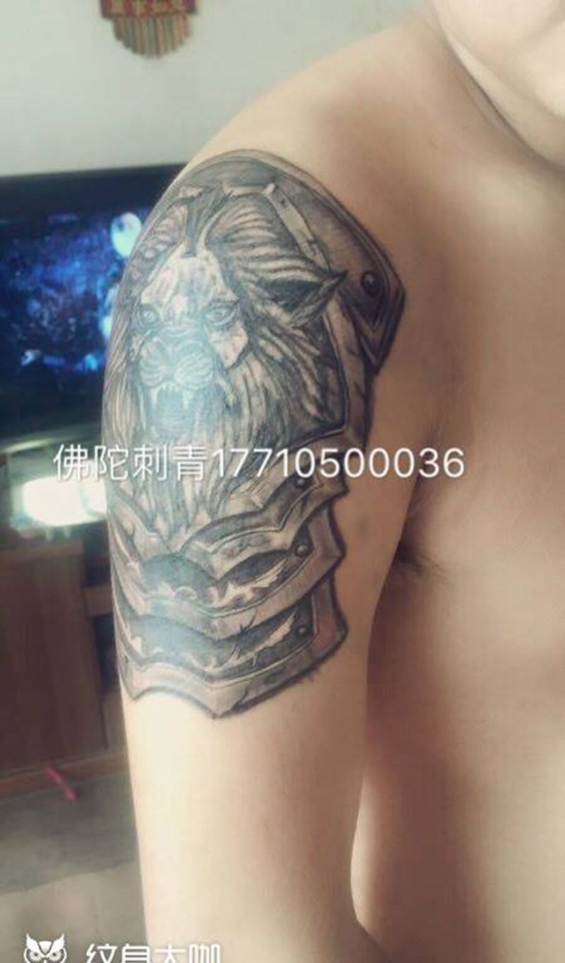 遮盖大臂纹身图片_成品手臂欧美动物几何银川 宁夏佛陀刺青纹身图案