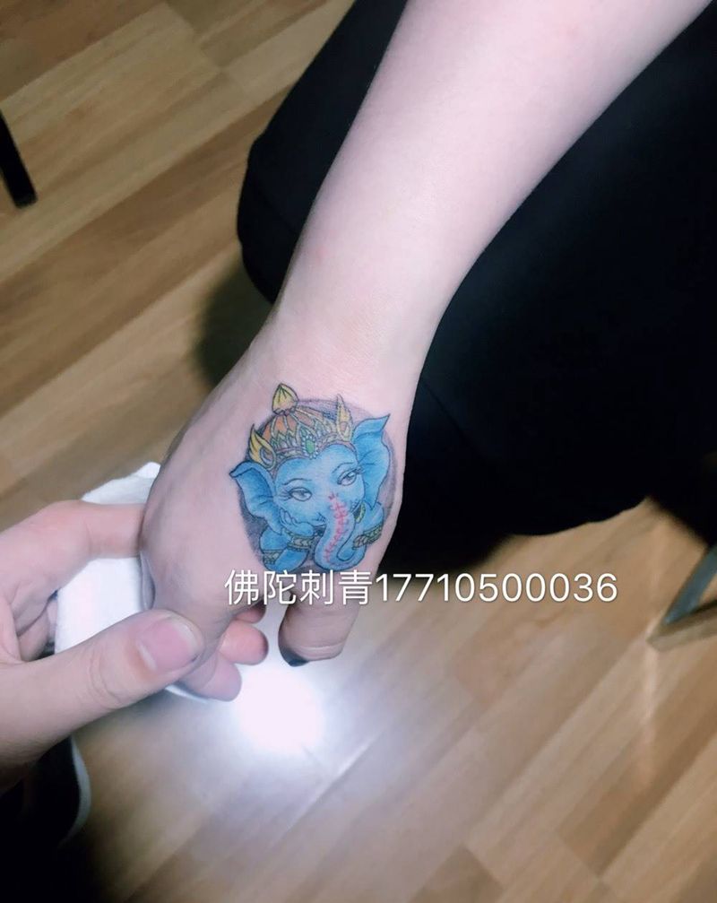 小象纹身图片_成品手稿手部清新动物宁夏学习银川文身 学纹身图案