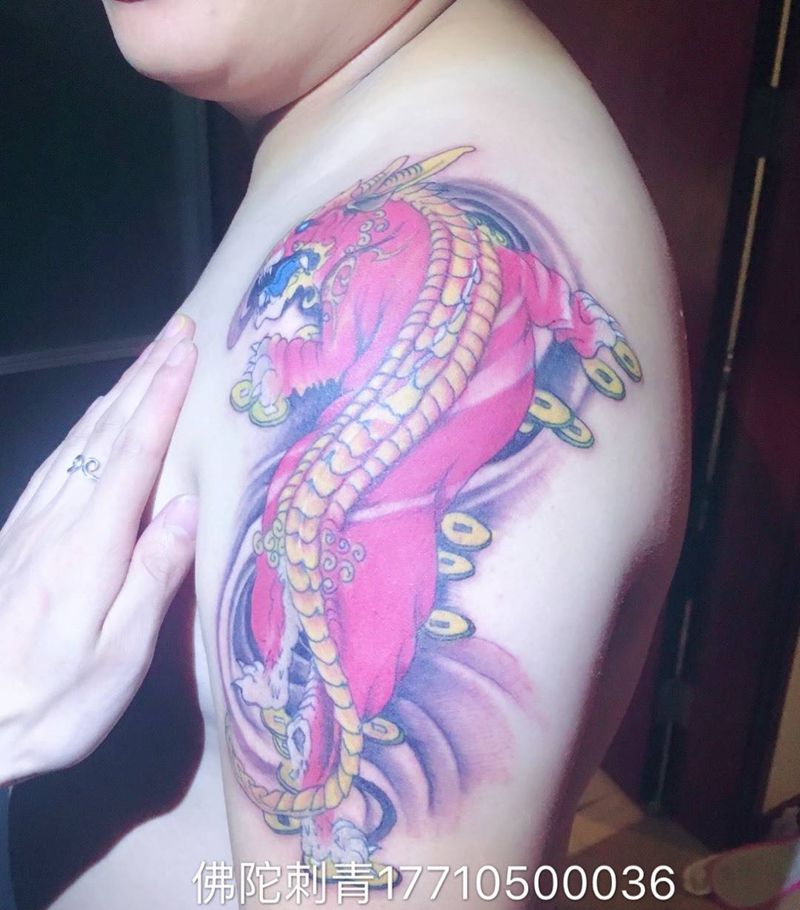 麒麟纹身图片_成品手稿手臂传统动物宁夏银川文身 纹身图案