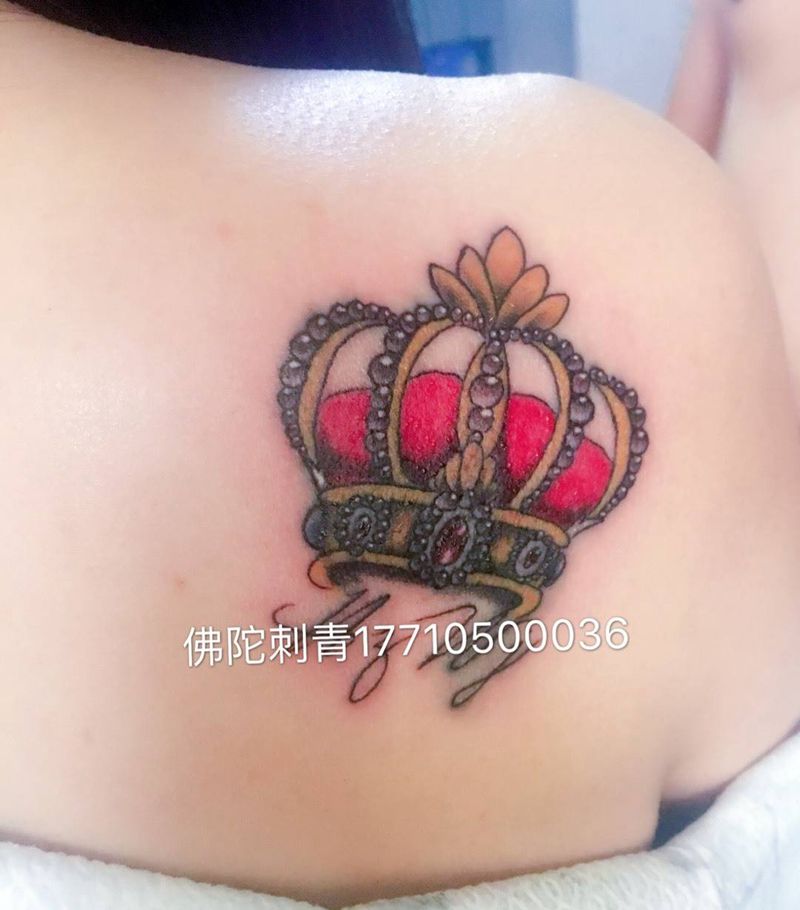 皇冠纹身图片_成品手稿背部清新几何字符宁夏银川文身 情侣纹身图案