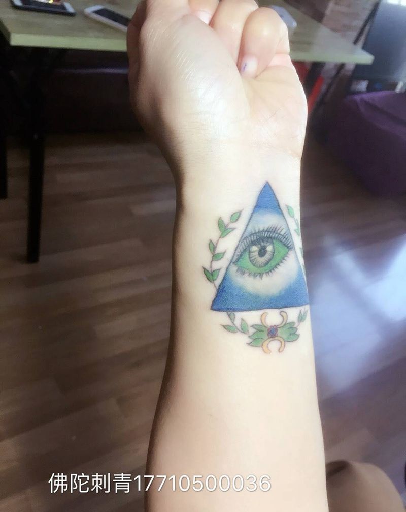 眼纹身图片_成品手稿手部清新植物几何银川宁夏中国纹身图案