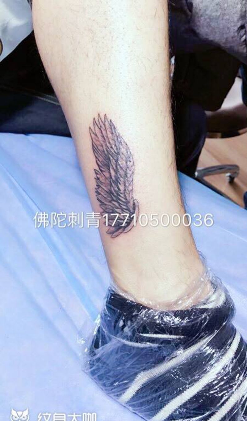 天使翅膀纹身图片_成品手稿腿部清新银川 宁夏佛陀刺青纹身图案