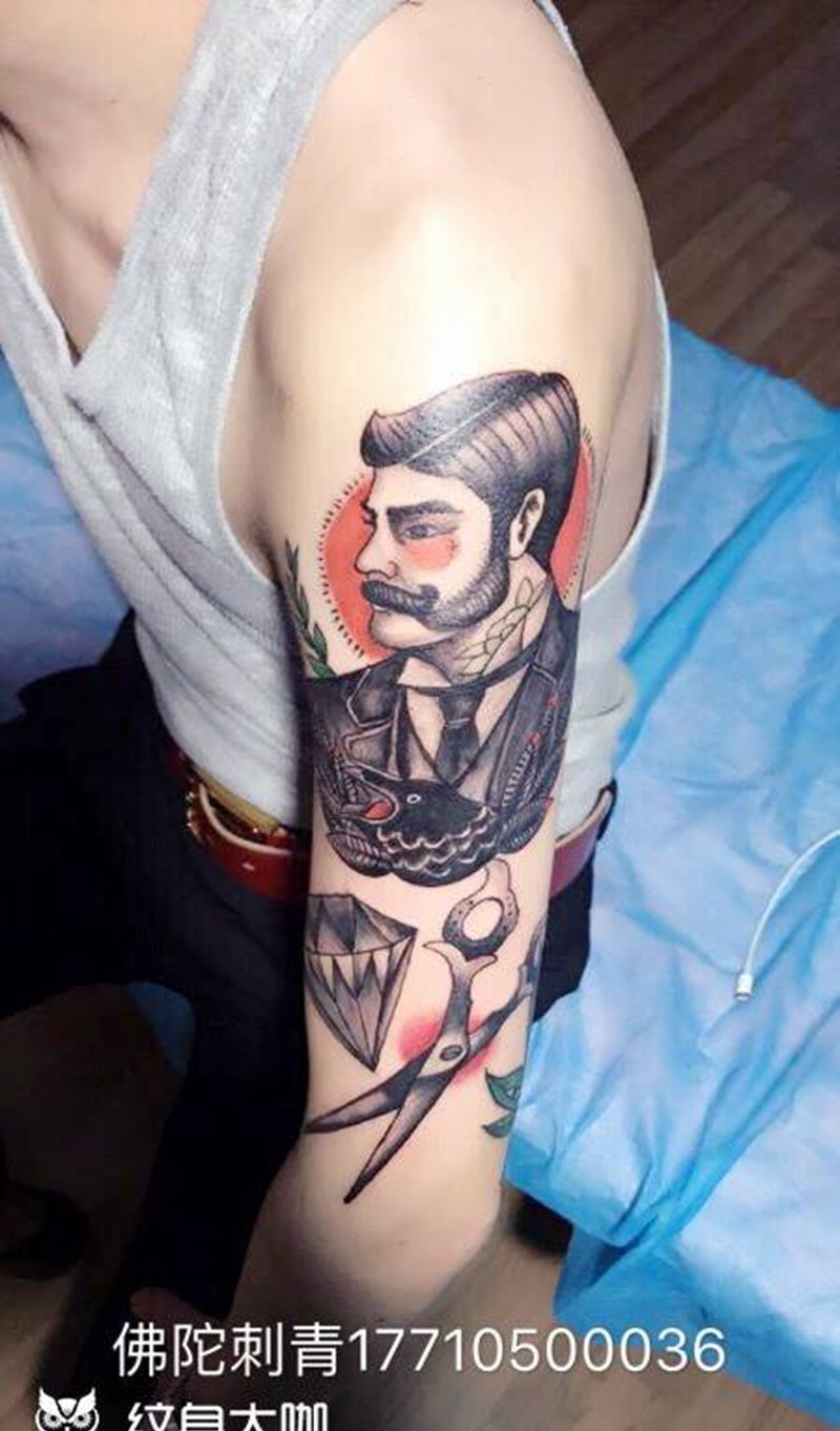 拼接元素设计纹身图片_成品手稿手臂欧美人物植物几何银川宁夏中国纹身图案