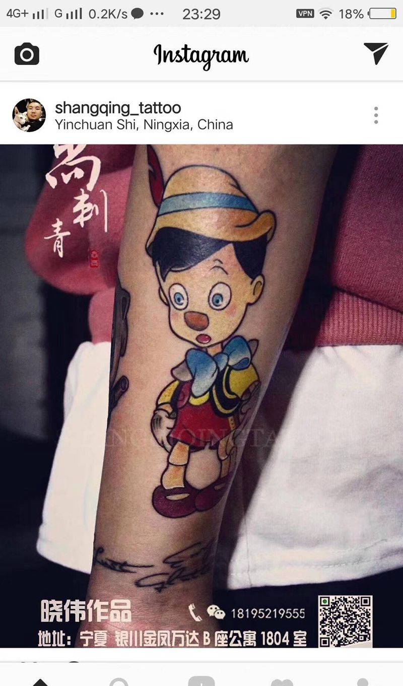 皮诺曹纹身图片