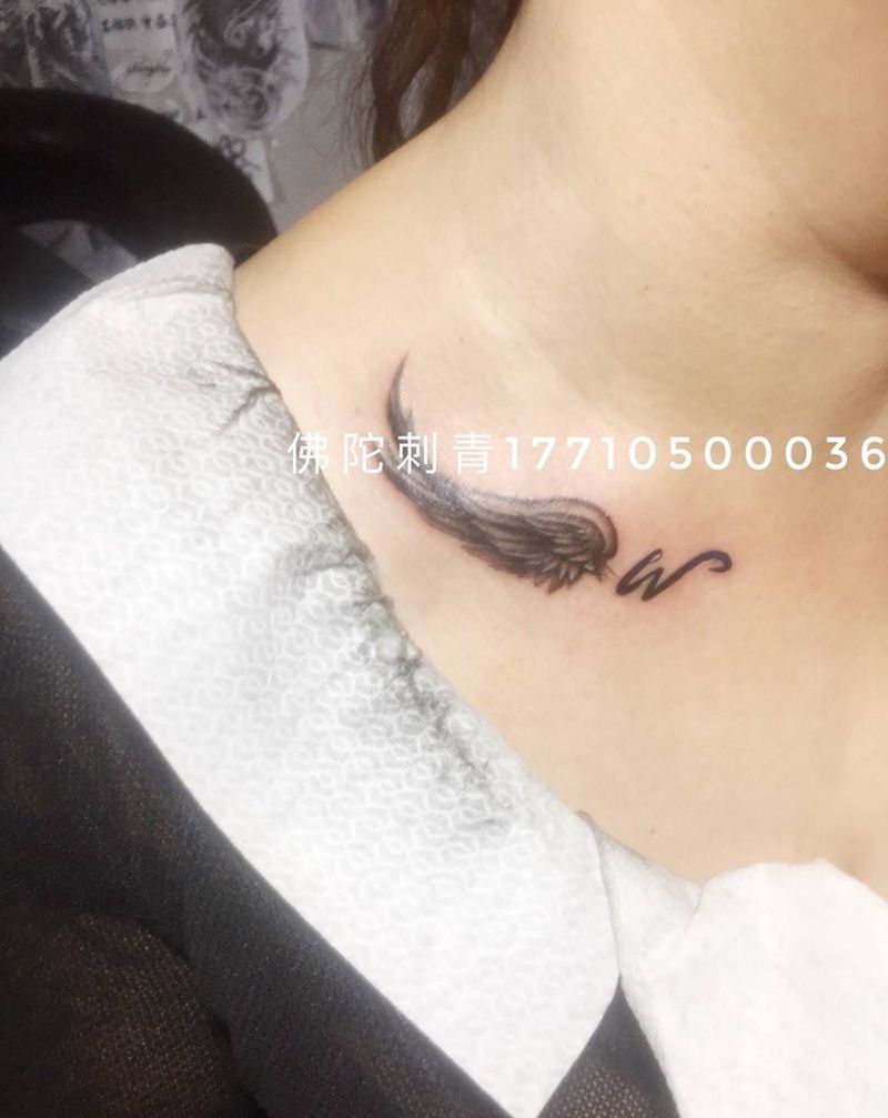 锁骨小清新纹身图片_手稿成品胸部清新银川佛陀刺青宁夏纹身图案